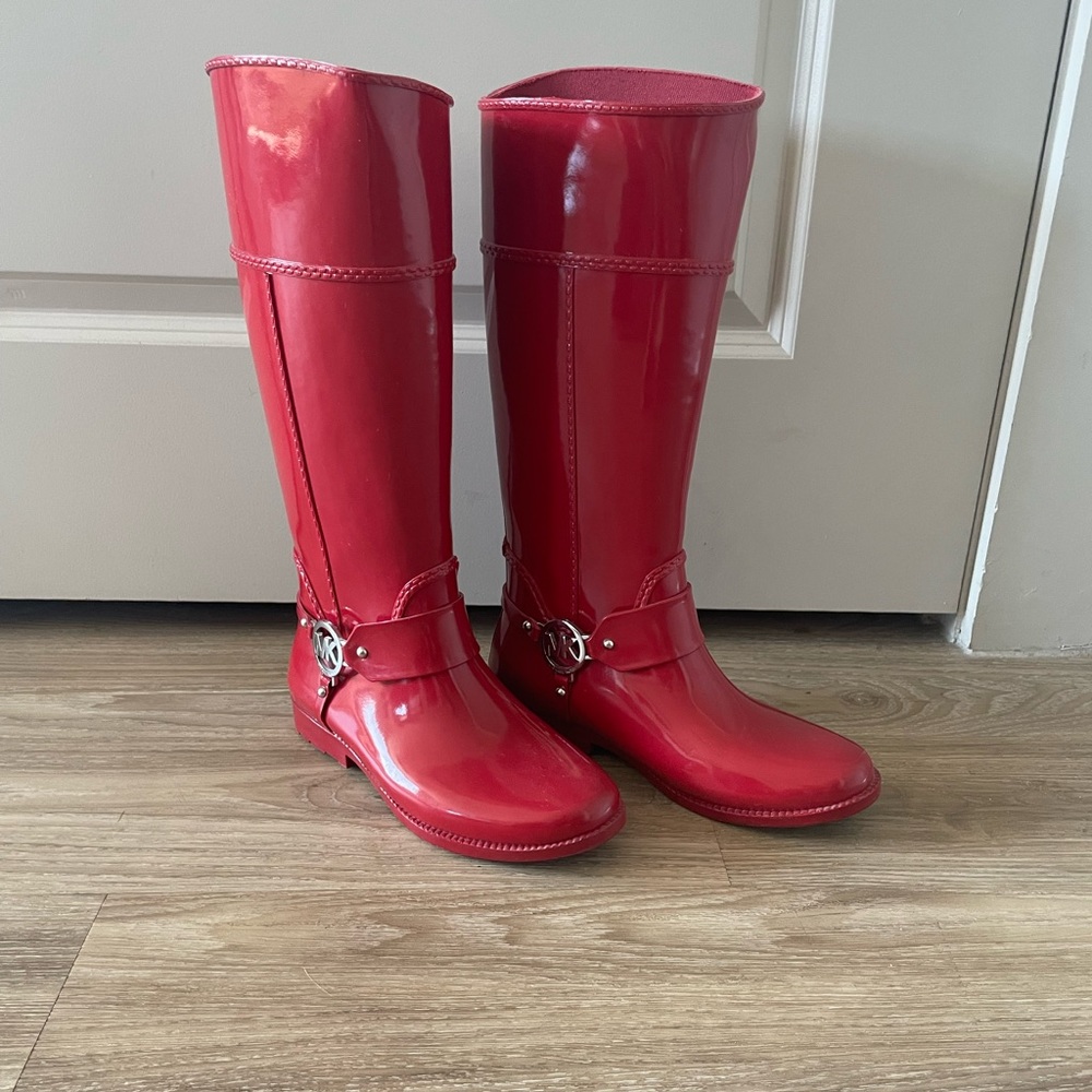 Red Michael Kors Rain Boots